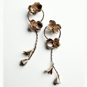 Zara gold floral statement earrings